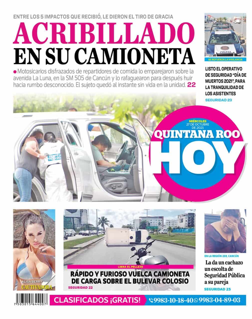 Motorcyclists disguised as food deliverymen shot a man in SM 505 in Cancun.