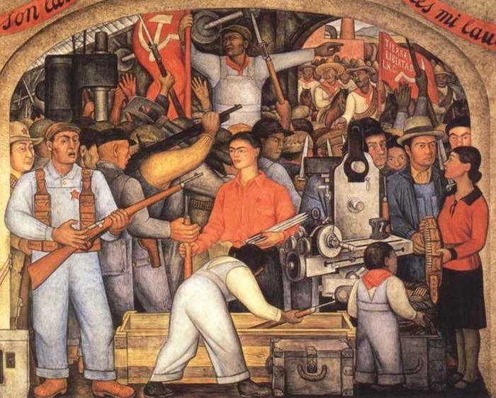 Diego Rivera, En el Arsenal, 1928. Imagen a través de Wikimedia Commons.