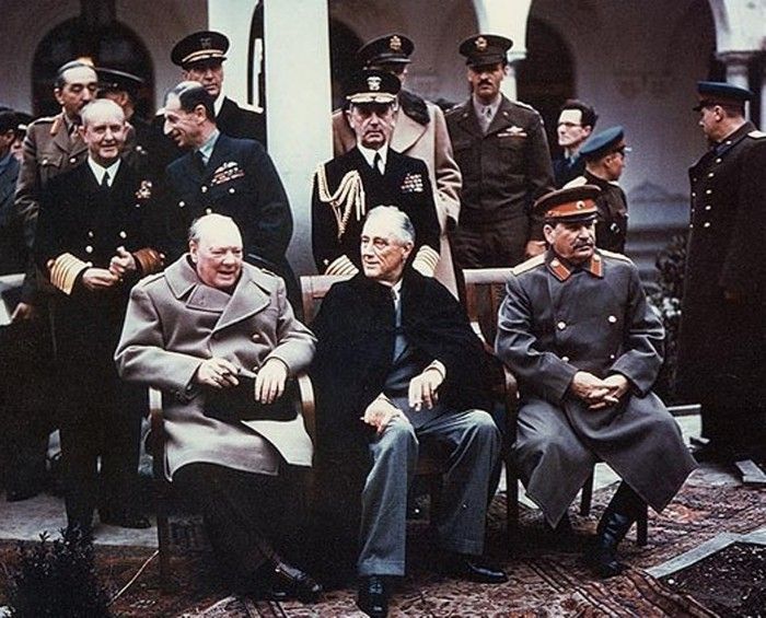 Winston Churchill, Franklin Delano Roosevelt y Joseph Stalin