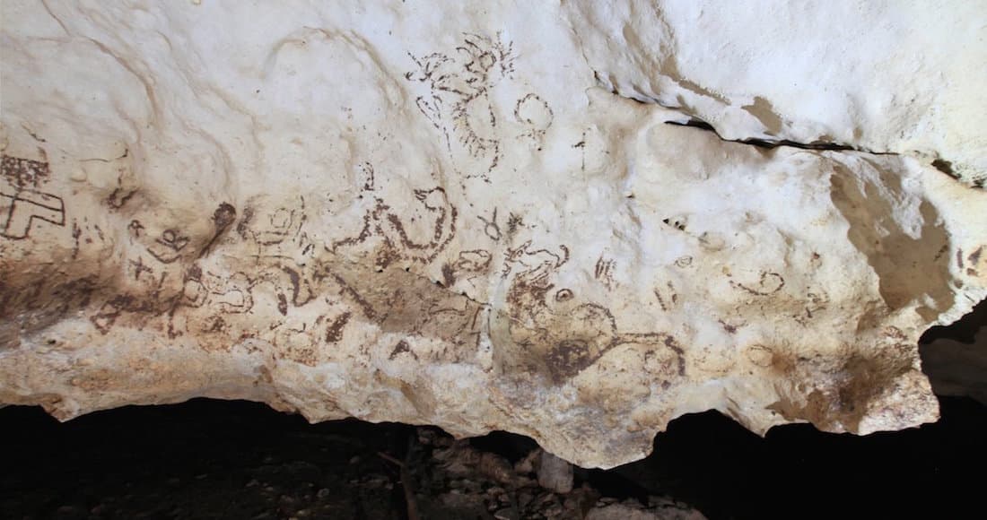 Cave paintings in the Yucatan Peninsula in the municipalities of Homún, Kaua and Akil.