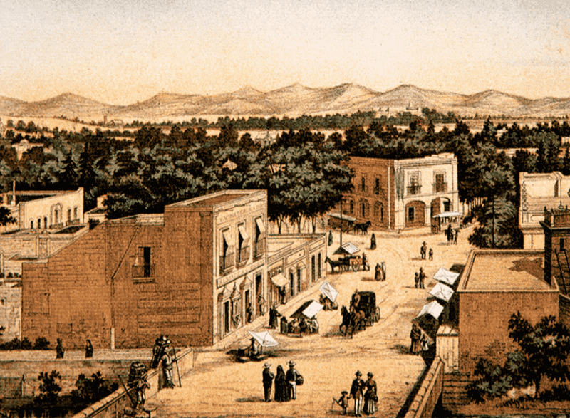 Debray, the City of Tacubaya, color lithograph.