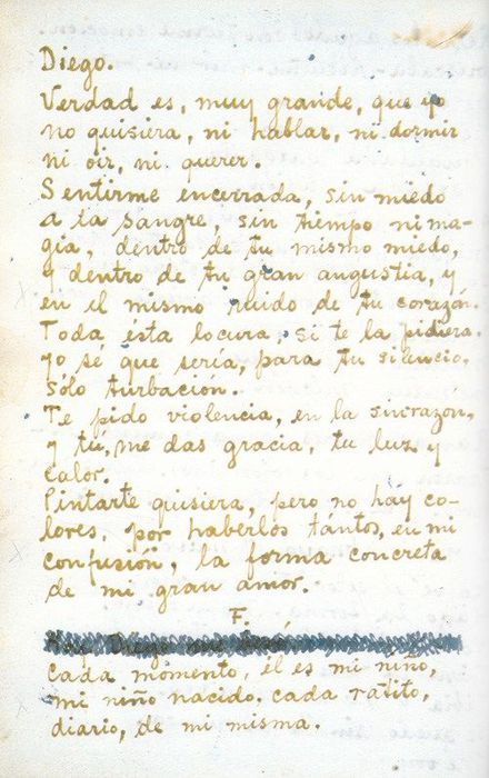 Kahlo llevó un diario en el que escribía apasionadas cartas a su amado.