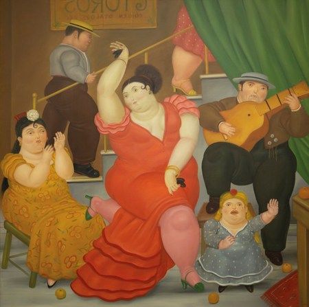 Fernando Botero, Tablao Flamenco, pintado en 1984. Óleo sobre lienzo. 79¼ x 79¾ en (201,3 x 202,6 cm).