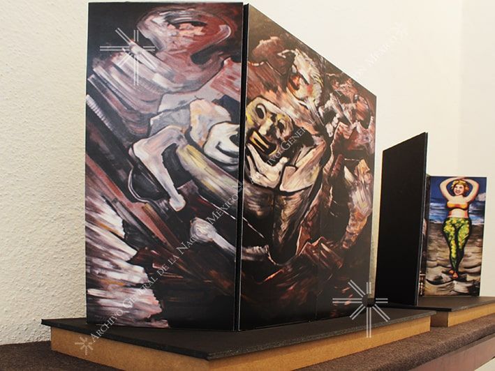 Folding screens painted by David Alfaro Siqueiros during his stay at the Lecumberri Penitentiary.