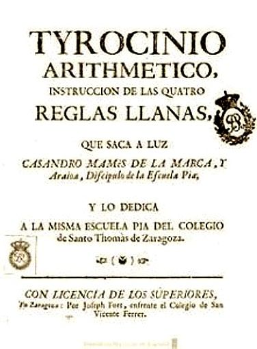 "Tyrocinio Arithmetico" by the Spanish Maria Andresa Casamayor de la Coma.