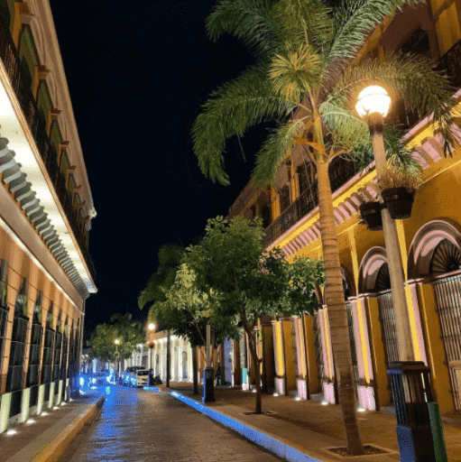 Beautiful Historic Downtown of Mazatlan at night.