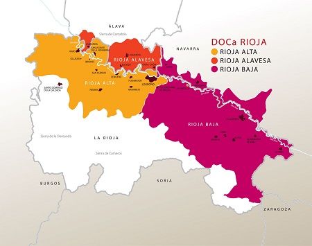 Map of the three production subzones in La Rioja.
