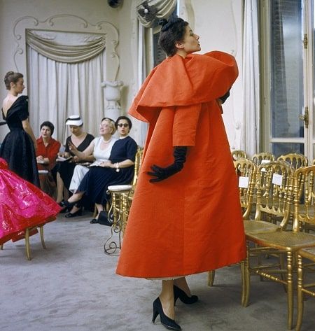 Model wearing Balenciaga coat. Paris,1954.