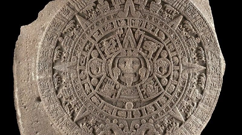 Detail of the central motif of the Sun Stone. The figure is known as Nahui Ollin.