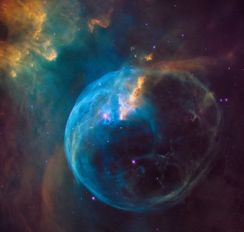The age of stars and nebulae can be determined by measuring their chemical composition.