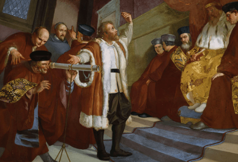 Astronomer Galileo demonstrated the operation of his telescope in court.