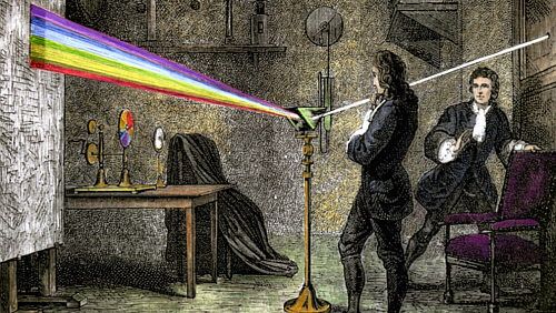 By passing a beam of light through a prism, Newton could observe the decay of white light.