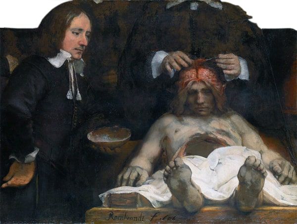 Detail of Rembrandt's The Anatomy Lesson of Dr. Joan Deyman, 1656.