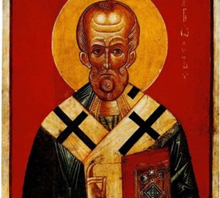St. Nicholas in an image dressed as a bishop.