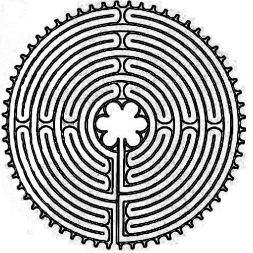 The eleventh-century labyrinth, embedded in the floor of the nave of Chartres Cathedral.