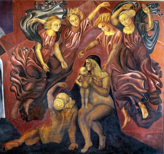 Image showing a section of the San Ildefonso mural by José Clemente Orozco.