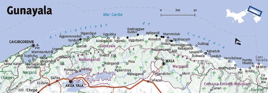 The map of Gunayala territories.