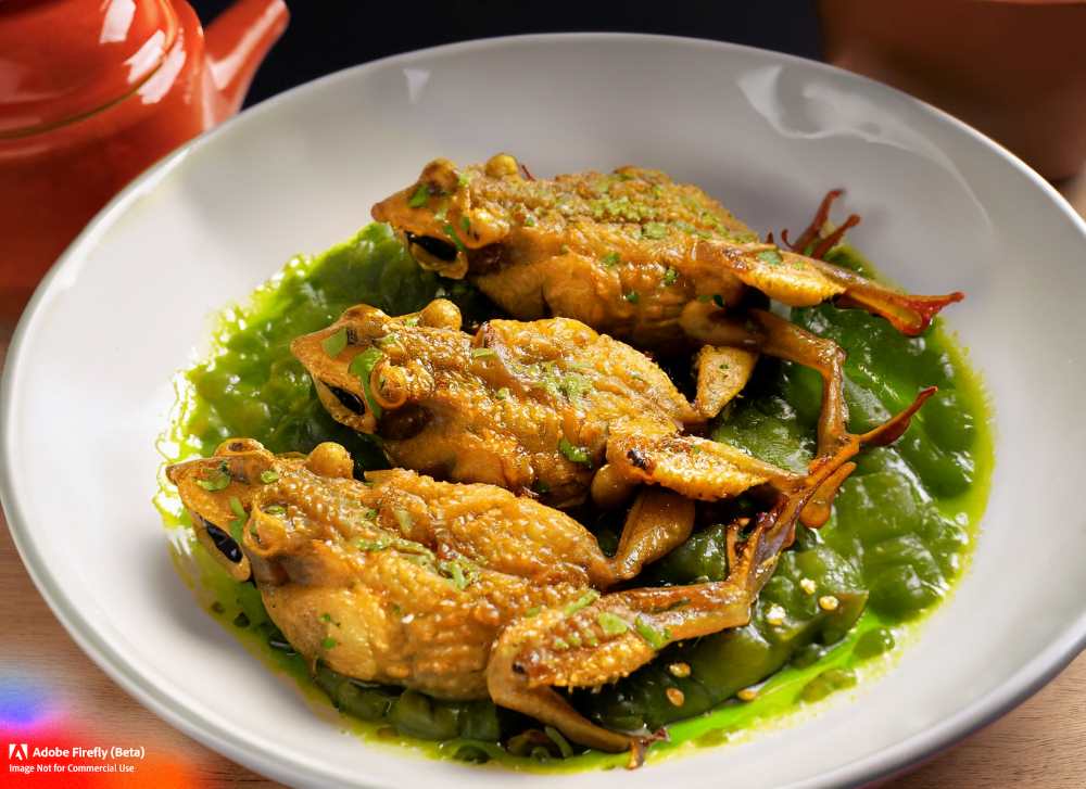 Add a pop of color and flavor to your dinner table with a frog in green sauce.
