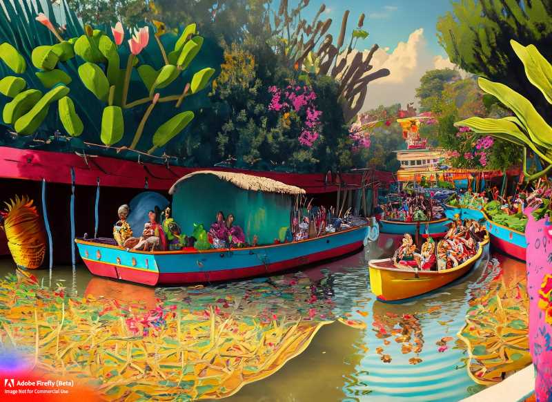 The floating gardens of Xochimilco, located in the southern part of Mexico City