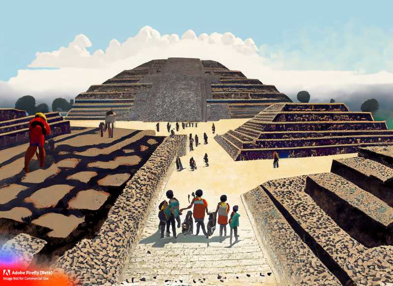 Visitors climb the Pyramid of the Sun in the ancient city of Teotihuacán, Mexico.