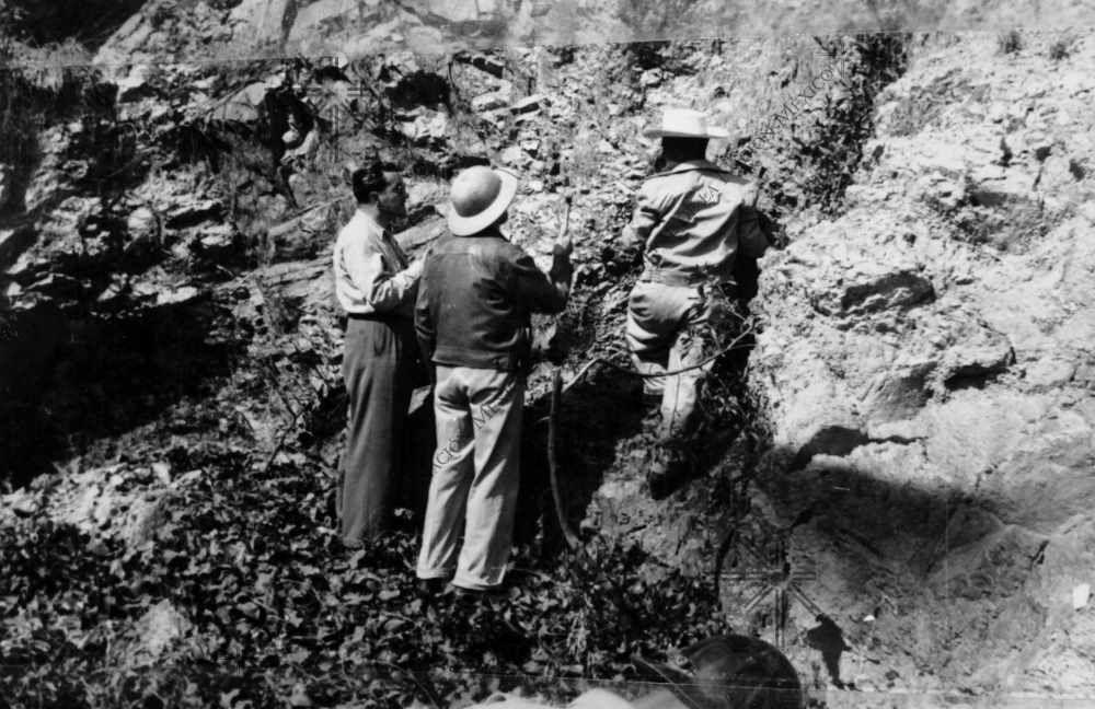 Search work for radioactive material at the El Muerto mine, Oaxaca, 1957.