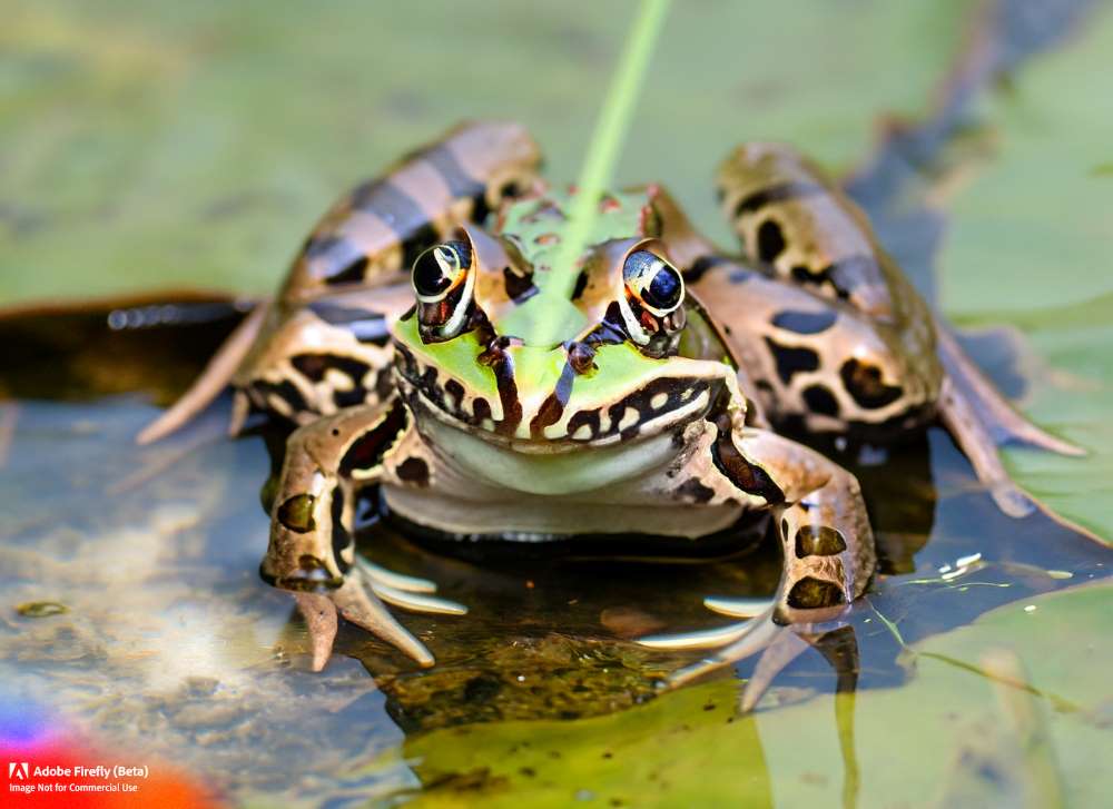 A southern leopard frog (Lithobates sphenocephalus) calling out for a mate.