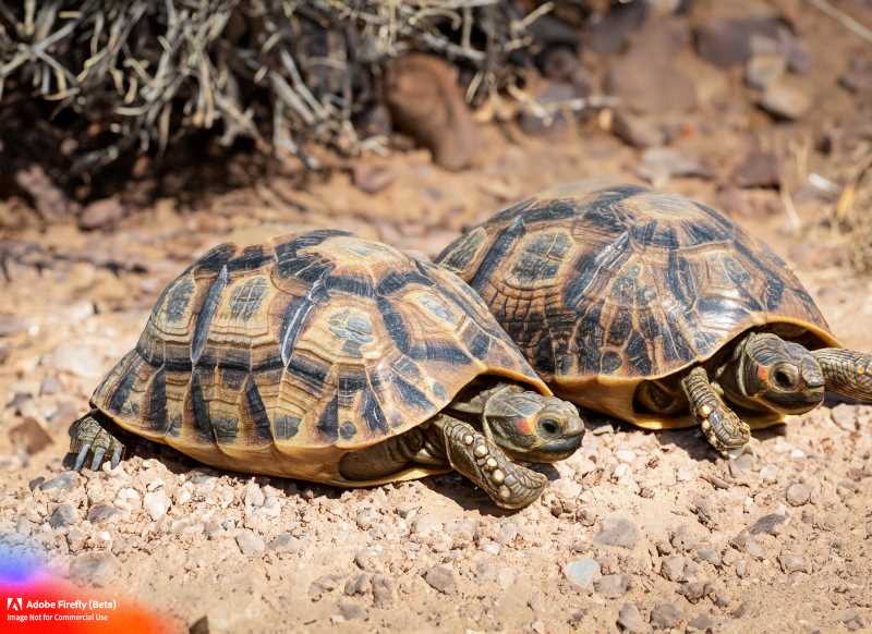 Captive-bred desert tortoises in a protected area in Mapimí, northern Mexico.