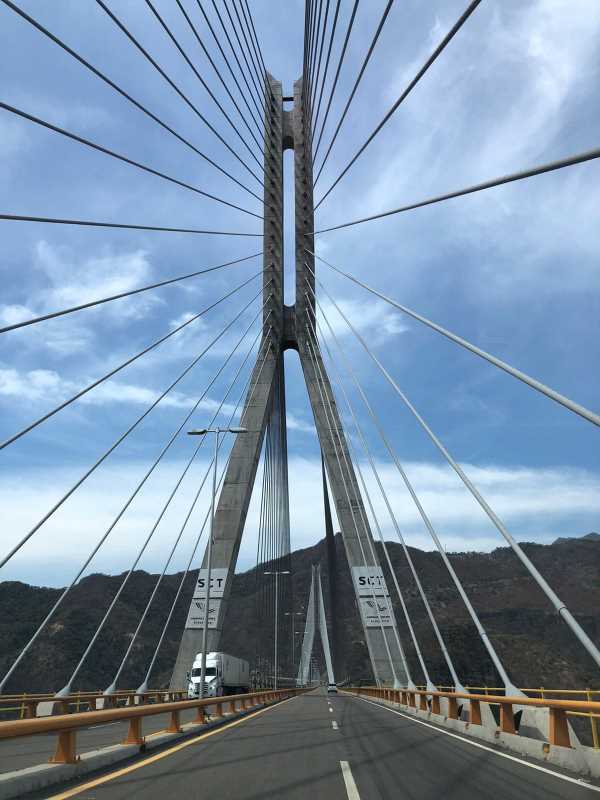 The Baluarte Bicentennial Bridge is located in the towns of Concordia and Pueblo Nuevo.