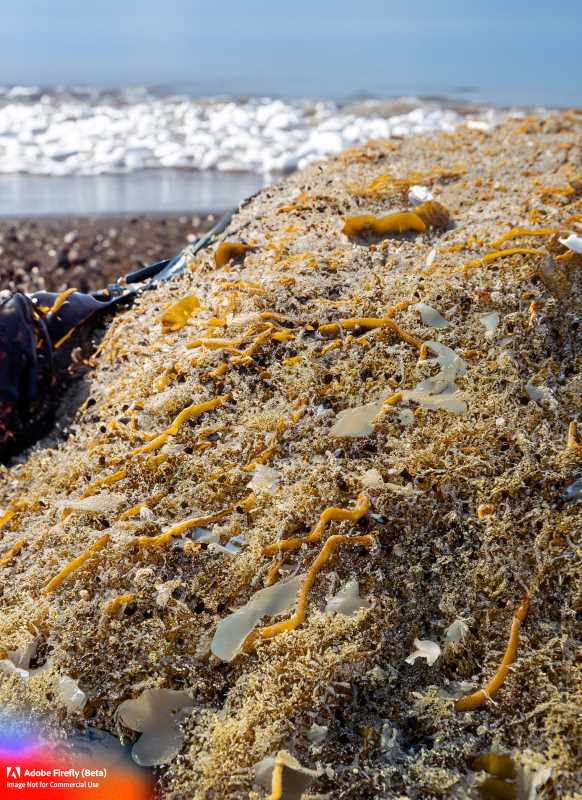 Microplastics adorning sargassum, providing a vehicle for Vibrio bacteria to hitch a ride onto the shores.