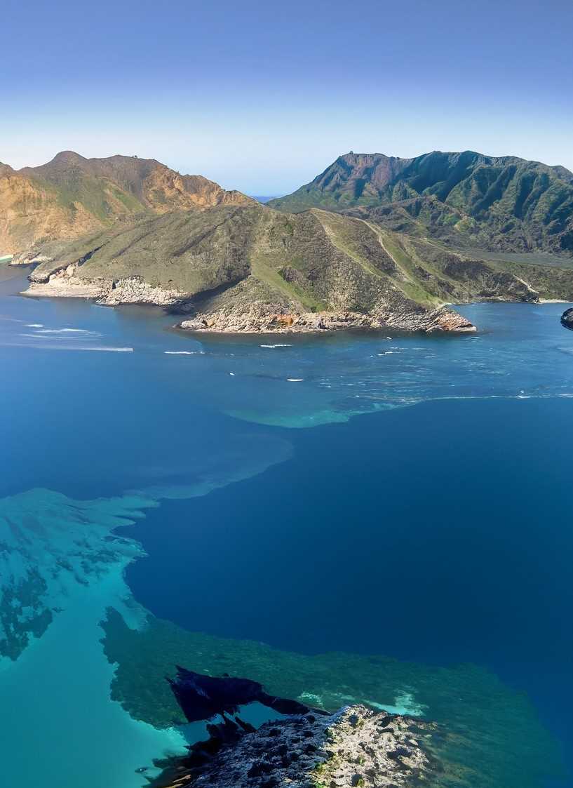 Bahía de Los Ángeles Archipelago unveils its smooth seabed and picturesque marine channels.