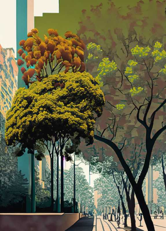 A juxtaposition of native Tronadora trees and urban ash trees in Mexico City.