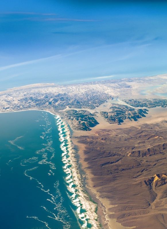 An aerial view of the Gulf of California, where wind, tide, and temperature converge.