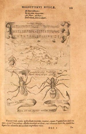 Athanasius Kircher, medicinal music for the tarantula bite, 17th century.