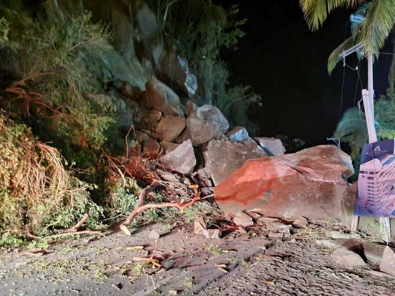 Massive boulders block Federal Highway 200 in Puerto Vallarta after Hurricane Lidia's fury.