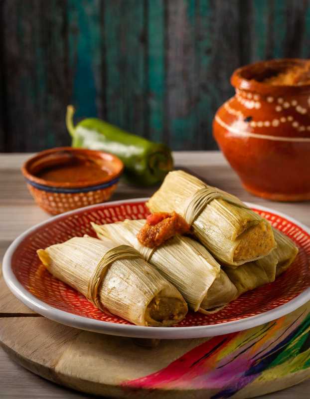 Spicy Mexican tamales hot and ready, a culinary journey in every bite.