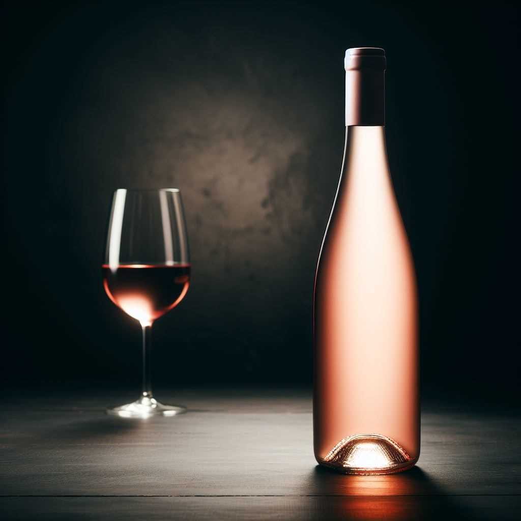 A classic bottle of White Zinfandel, with a blush pink hue reminiscent of a vintage prom dress.