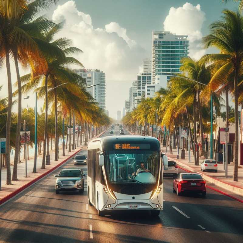 Electric bus in Cancun, part of a new transportation project raising questions about cost and transparency.