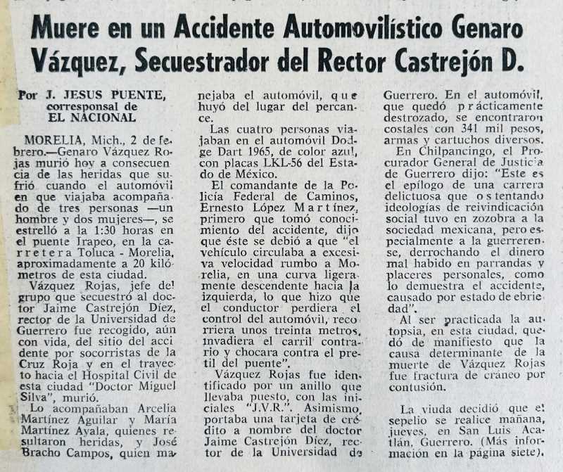 Front page of the El Nacional newspaper of February 3, 1972.