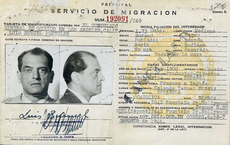 Identification card of Luis Buñuel Portolés.
