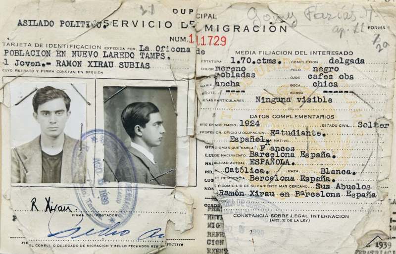 Identification card of Ramon Xirau Subías.