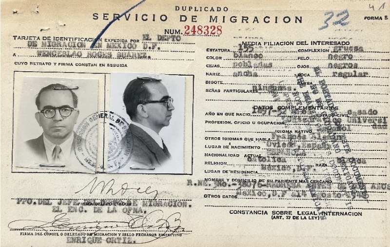 Wenceslao Roces Suárez identification card.