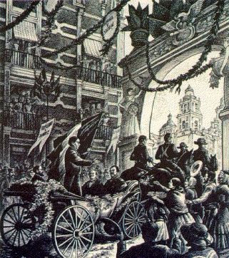 The triumphal entry of the Liberal Army troops into Mexico City