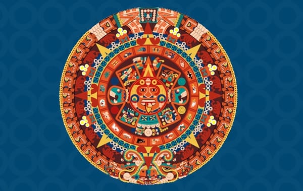 Piedra del Sol (solar calendar). A representation of the time of ancient Mexico.