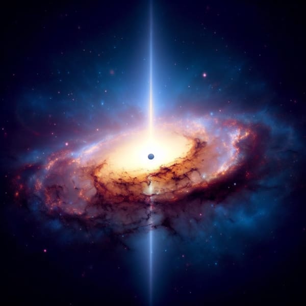 A brilliant quasar beams through the cosmos, casting a revealing shadow that exposes the “lost” ordinary matter.