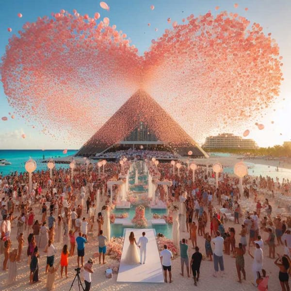 100 couples, 1 beach, 1 epic Valentine's Day!  Say “sí, quiero” with 99 soulmates in Cancun's craziest mass wedding.