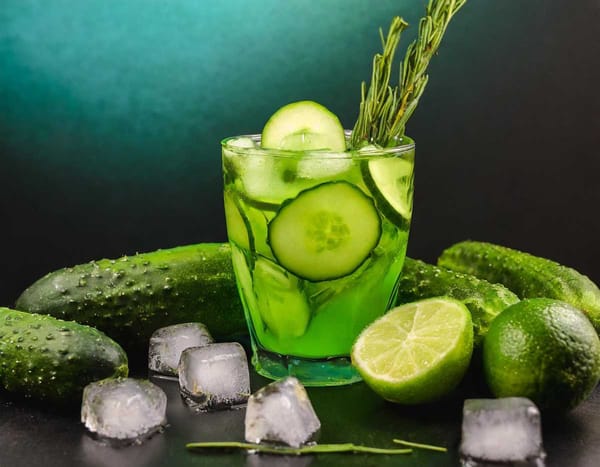 Our spicy cucumber mezcal refresher – a delightful blend of freshness and warmth.