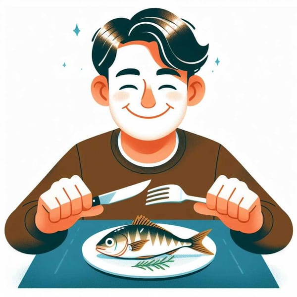 Enjoying a delicious fish dinner with simple step-by-step instructions.