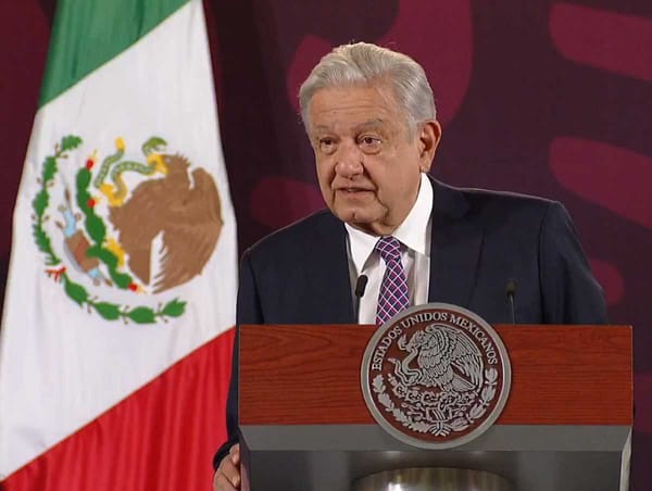 President Andrés Manuel López Obrador speaking at the National Palace during the Morning Conference.