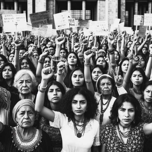 Protestors in Mexico City rally for the inclusion of the word "woman" in the Constitution.