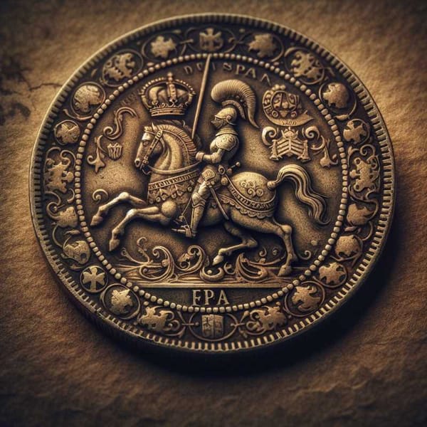 The craftsmanship of a bygone era: a close-up of a Spanish silver coin from New Spain.